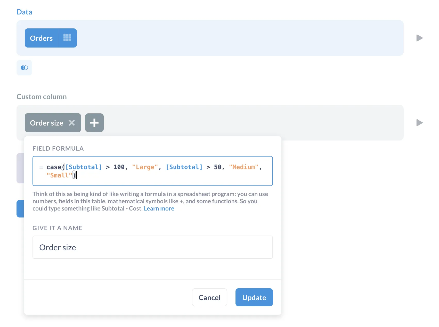 Fig. 1. Writing a custom expression in the notebook editor.