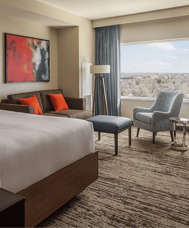 Guest room at the Hyatt Regency Aurora-Denver