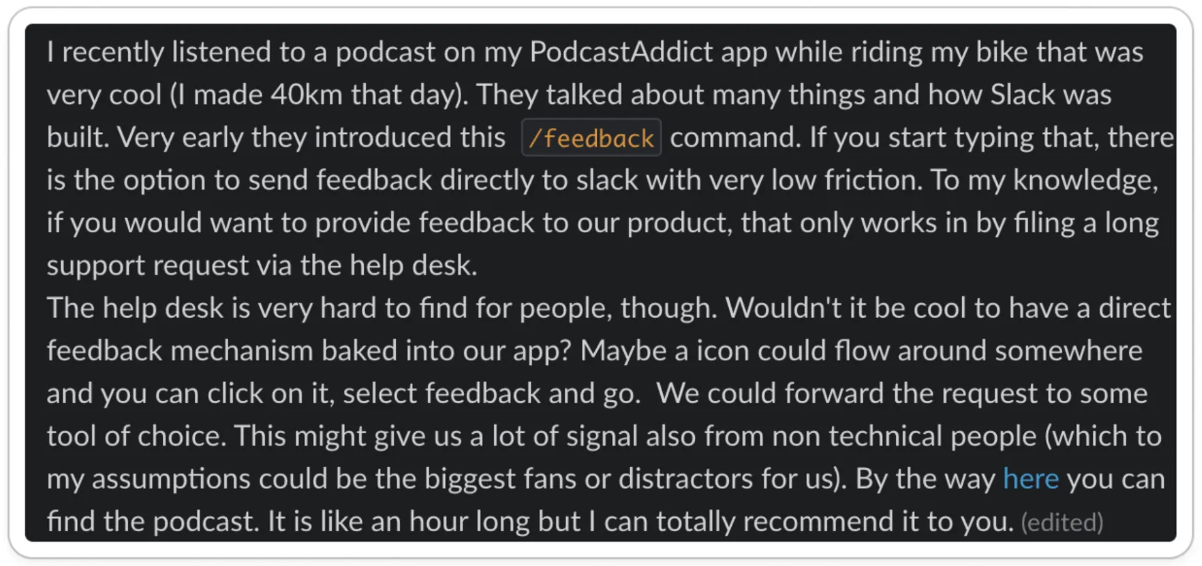 Long Slack message